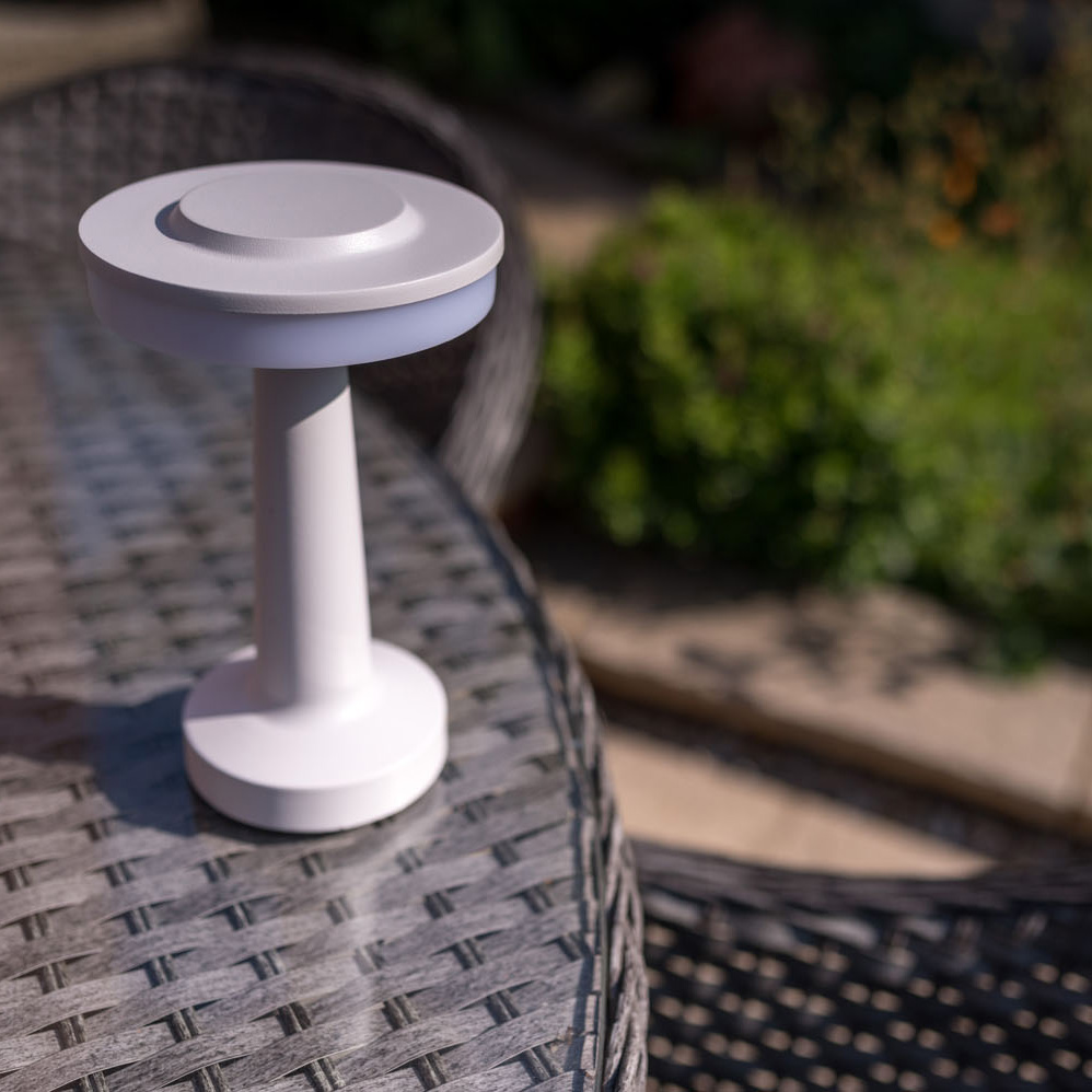 Talence LED Rechargeable Indoor and Outdoor Touch Lamp in White