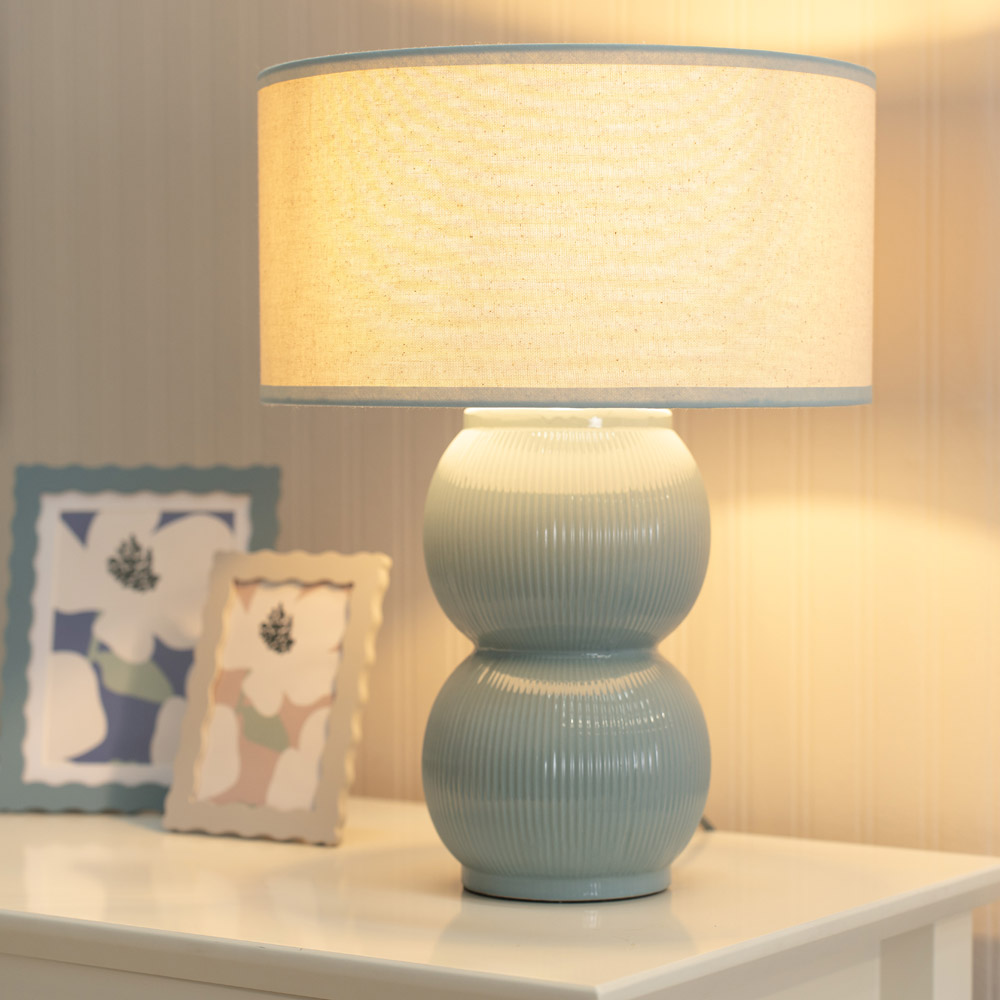 Gemma Green Stacked Ribbed Table Lamp