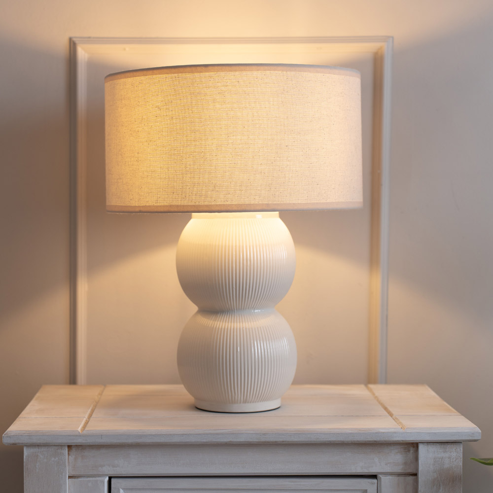 Gemma Cream Stacked Ribbed Table Lamp