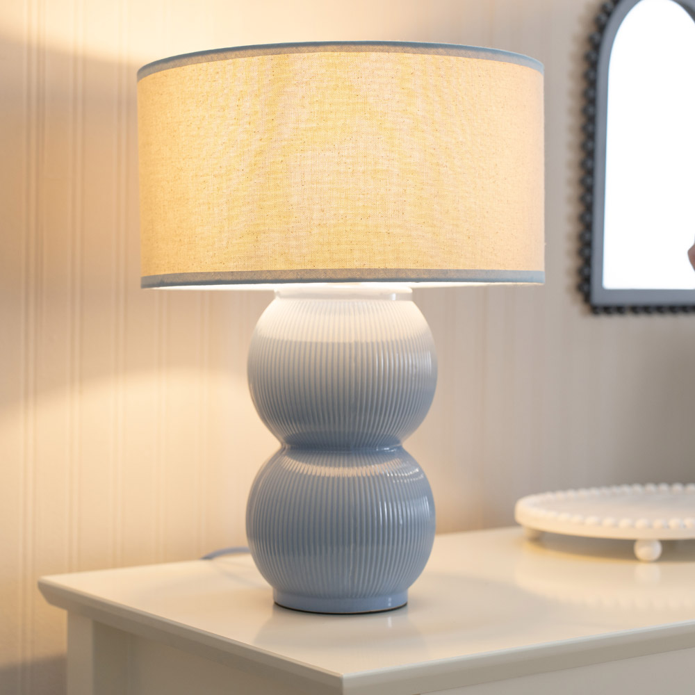 Gemma Blue Stacked Ribbed Table Lamp