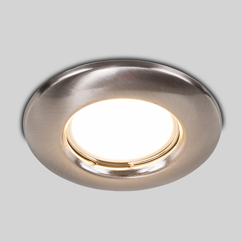 6 x MiniSun Non-Fire Rated Steel Fixed Downlights In Brushed Chrome
