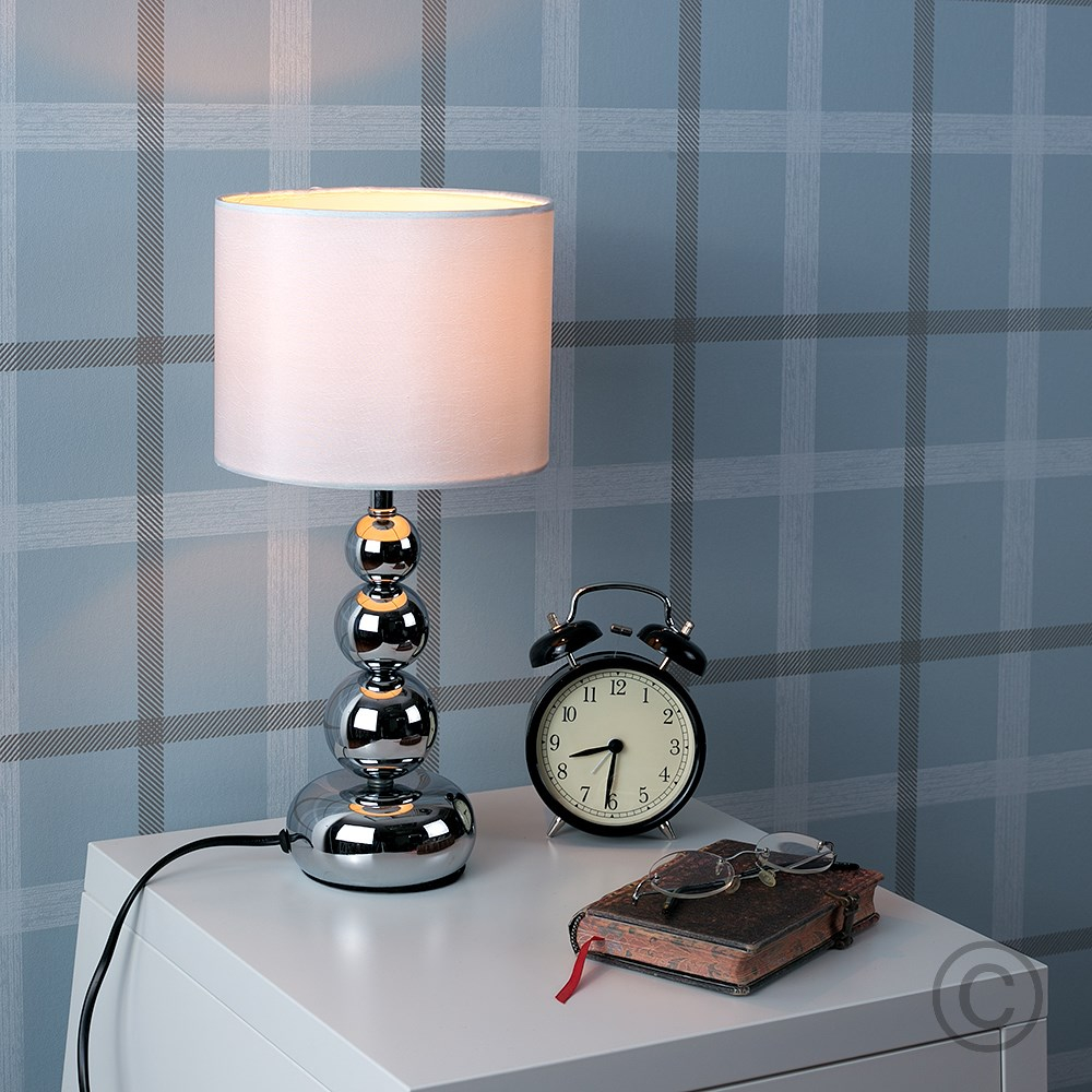 Marissa Chrome Touch Table Lamp with White Shade