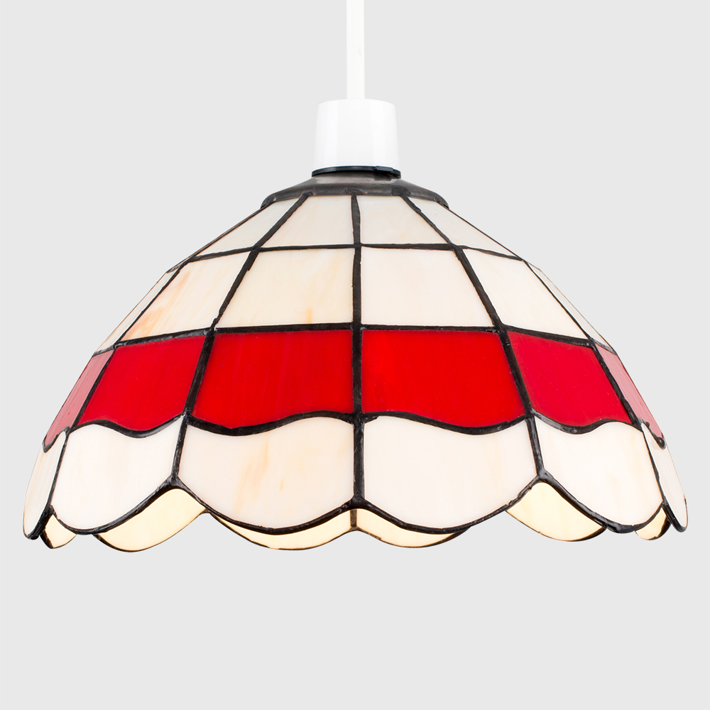 Tiffany Pendant Ceiling Shade in Red and Cream