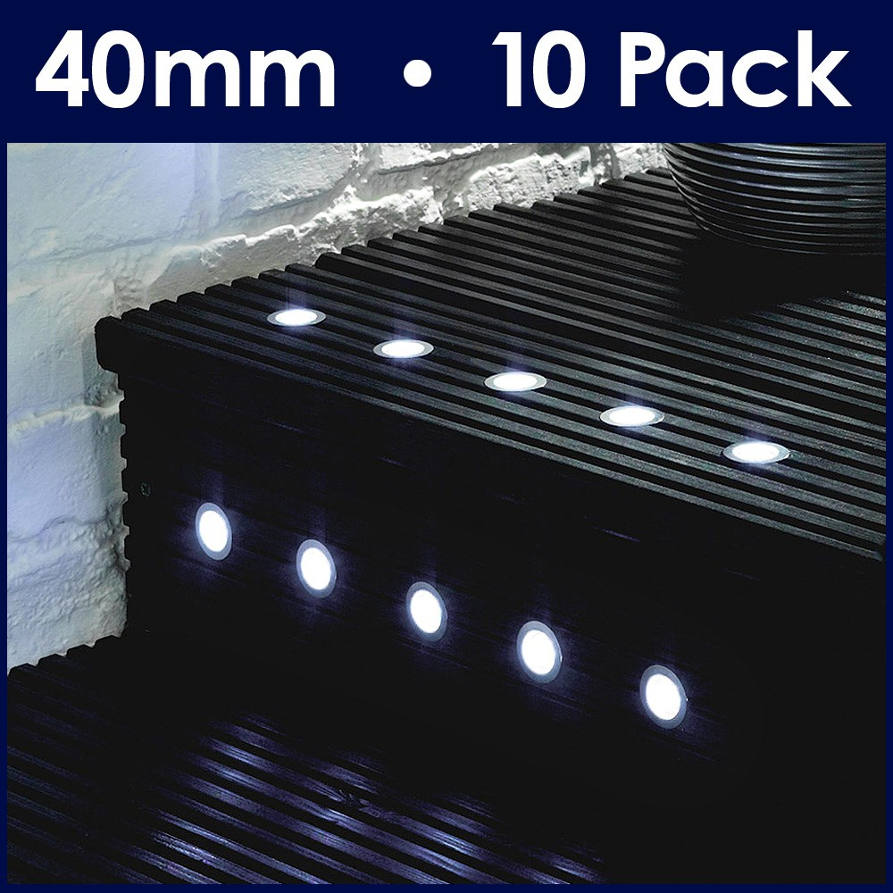 10 x 40mm Minisun White LED Decking Lights