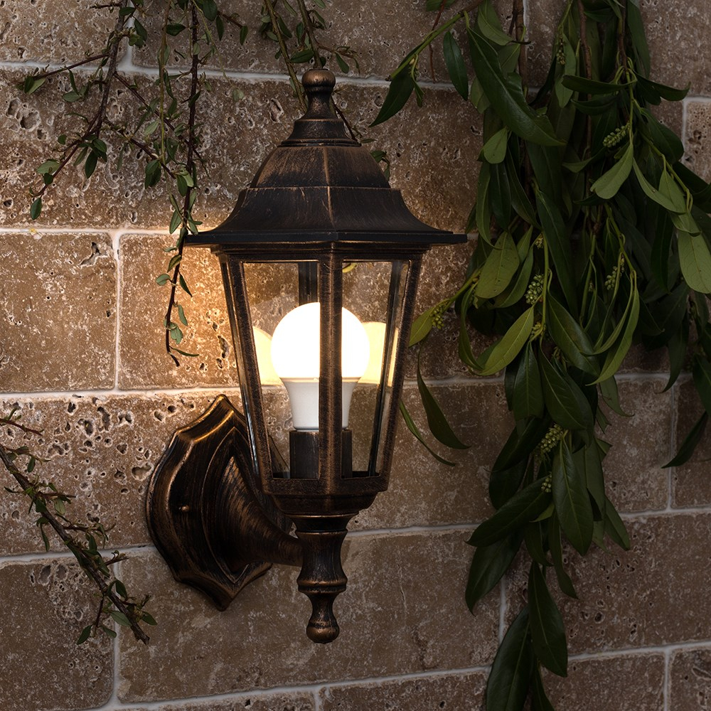 Mayfair IP44 Outdoor Up/Down Lantern in Brushed Gold