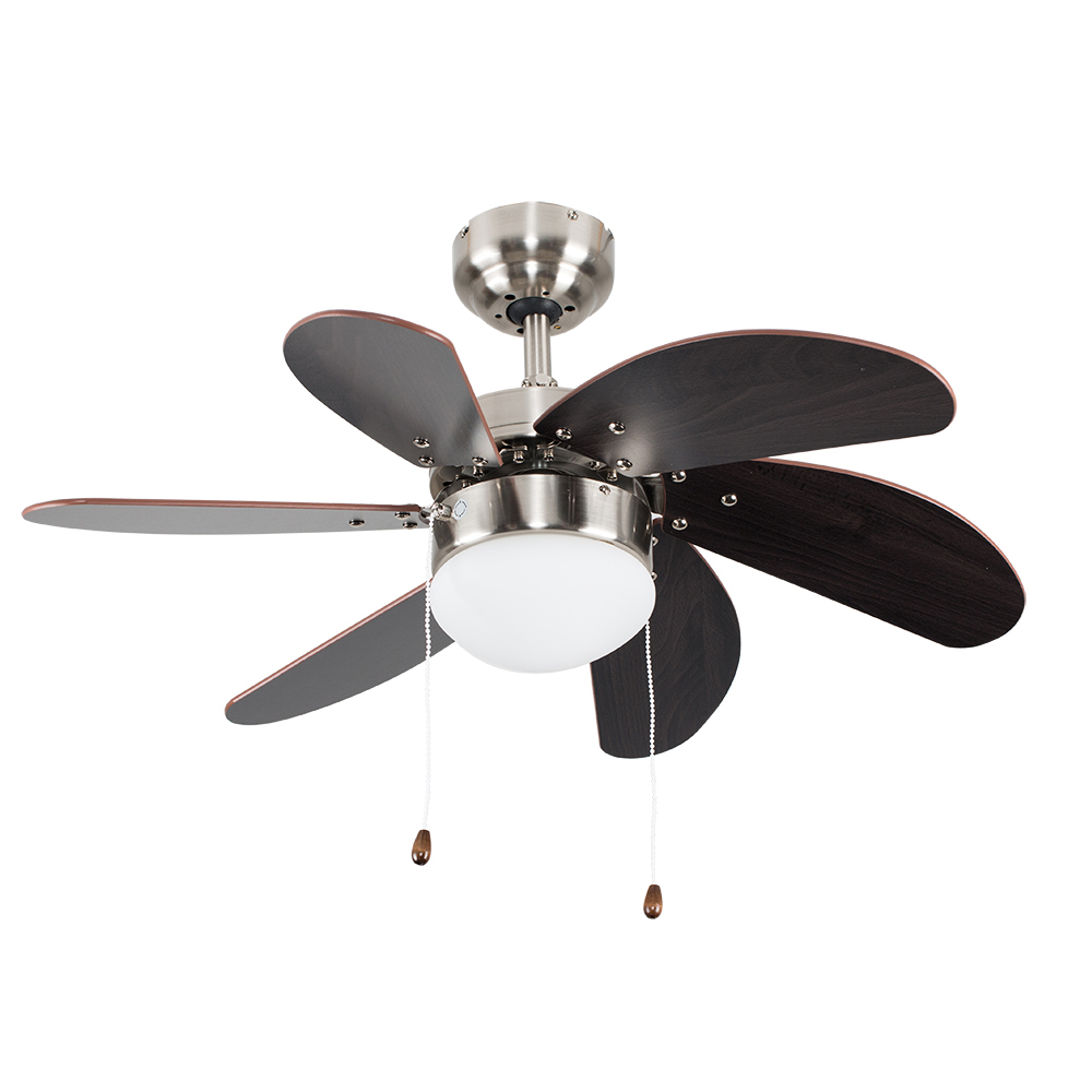 Typhoon 30 Ceiling Fan in Brushed Chrome with Wood Effect Blades
