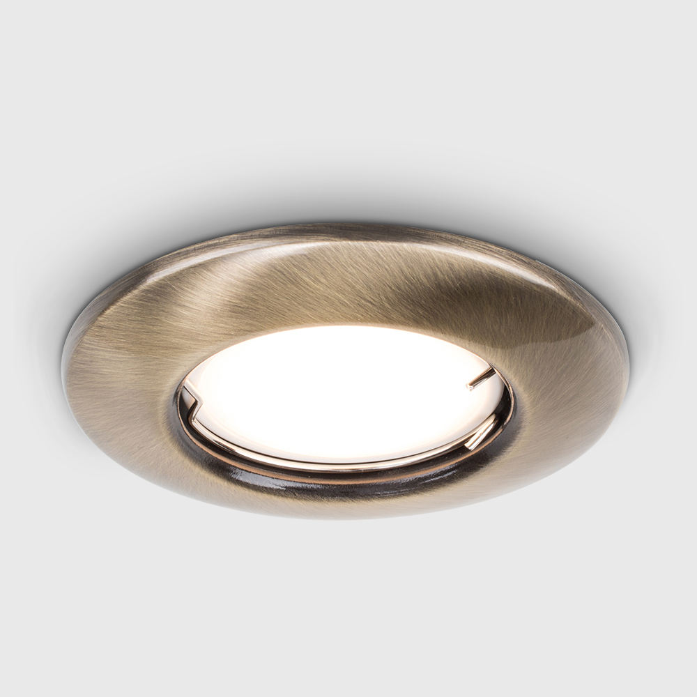 MiniSun Non-Fire Rated Steel Fixed Downlight in Antique Brass