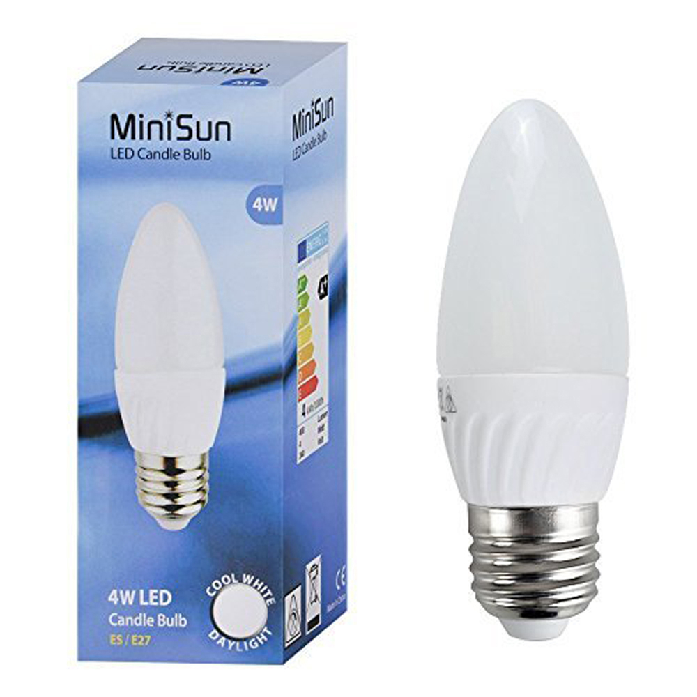 MiniSun 4W ES/E27 Frosted Candle Bulb In Daylight/ Cool White
