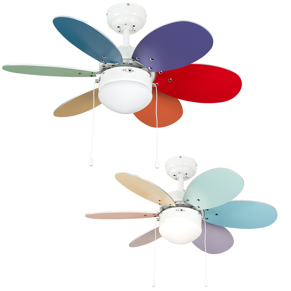 Candy Multi Coloured 30 Ceiling Fan with Opal Glass Shade