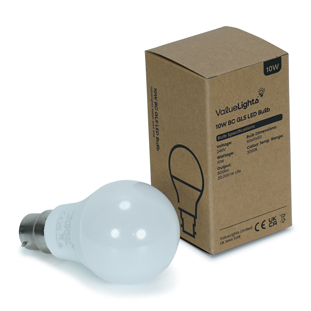 ValueLights 10W BC/B22 GLS Bulb In Warm White