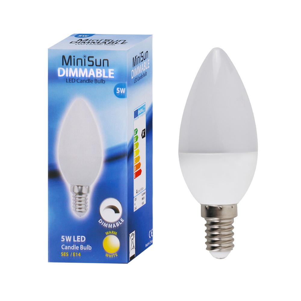 MiniSun Dimmable 5W SES/E14 Frosted Candle Bulb In Warm White