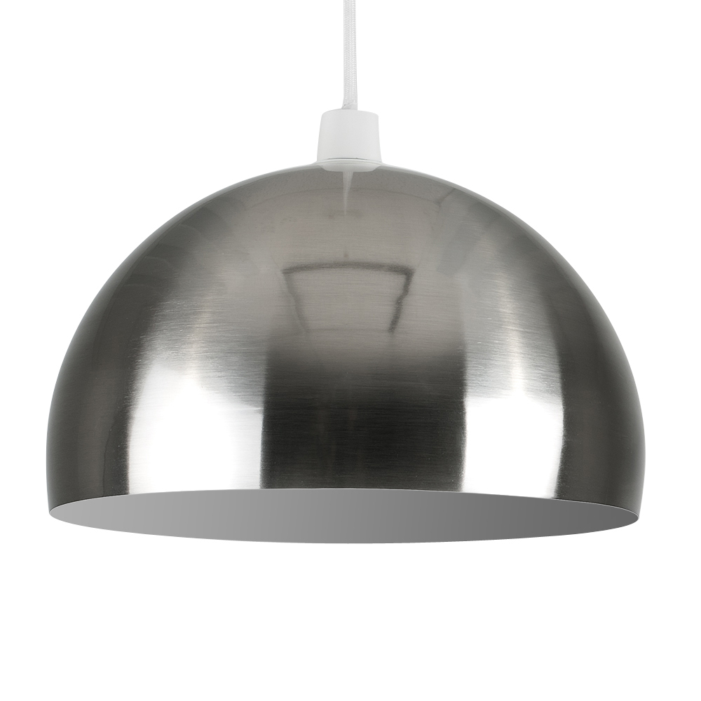 Curva Pendant Shade in Brushed Chrome with White Interior