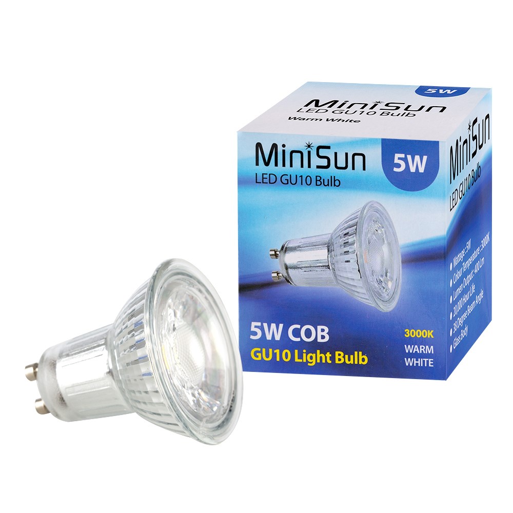  5W GU10 Warm White LED Glass Bodied Spotlight Bulb 22278 5016529222781