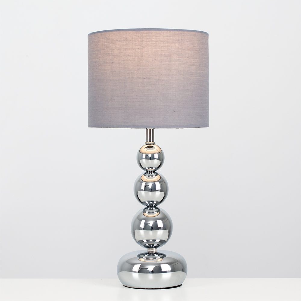 Marissa Chrome Table Lamp with Grey Shade