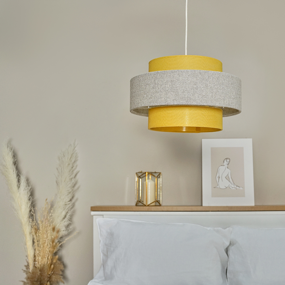 Weaver Pendant Shade in Grey and Mustard