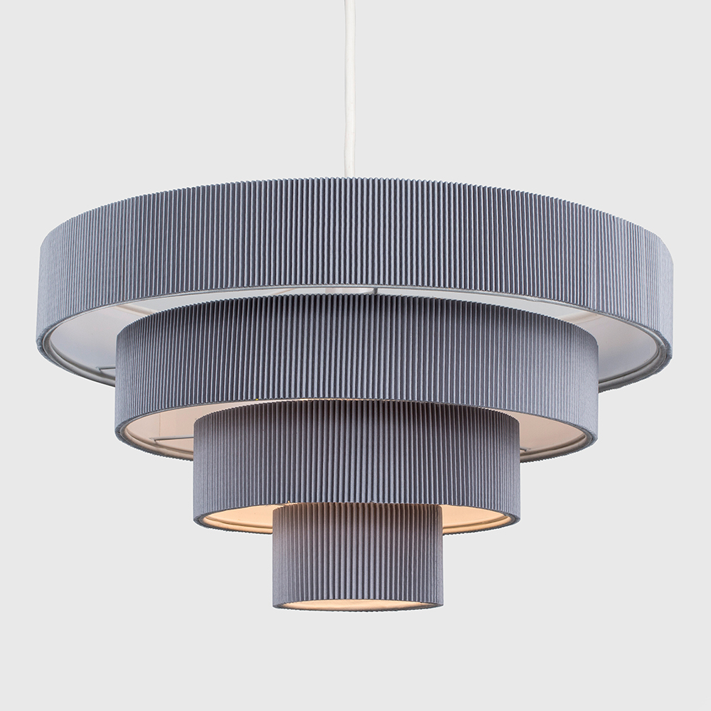 Nevada 4 Tiered Pleated Pendant Shade in Grey