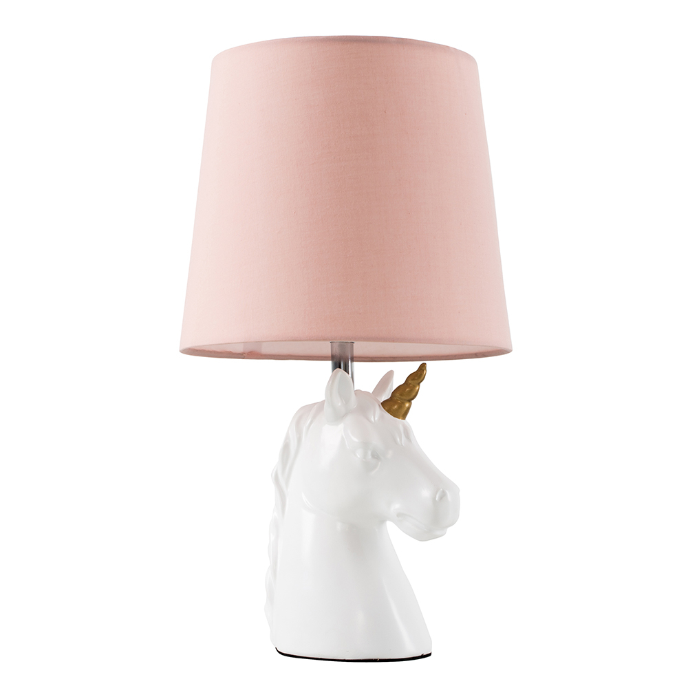 Unicorn Table Lamp with Dusty Pink Shade