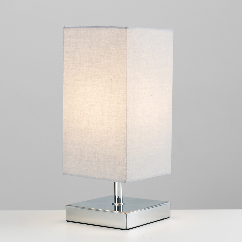 Value Essentials Yuko Chrome Touch Table Lamp with Cool Grey Shade