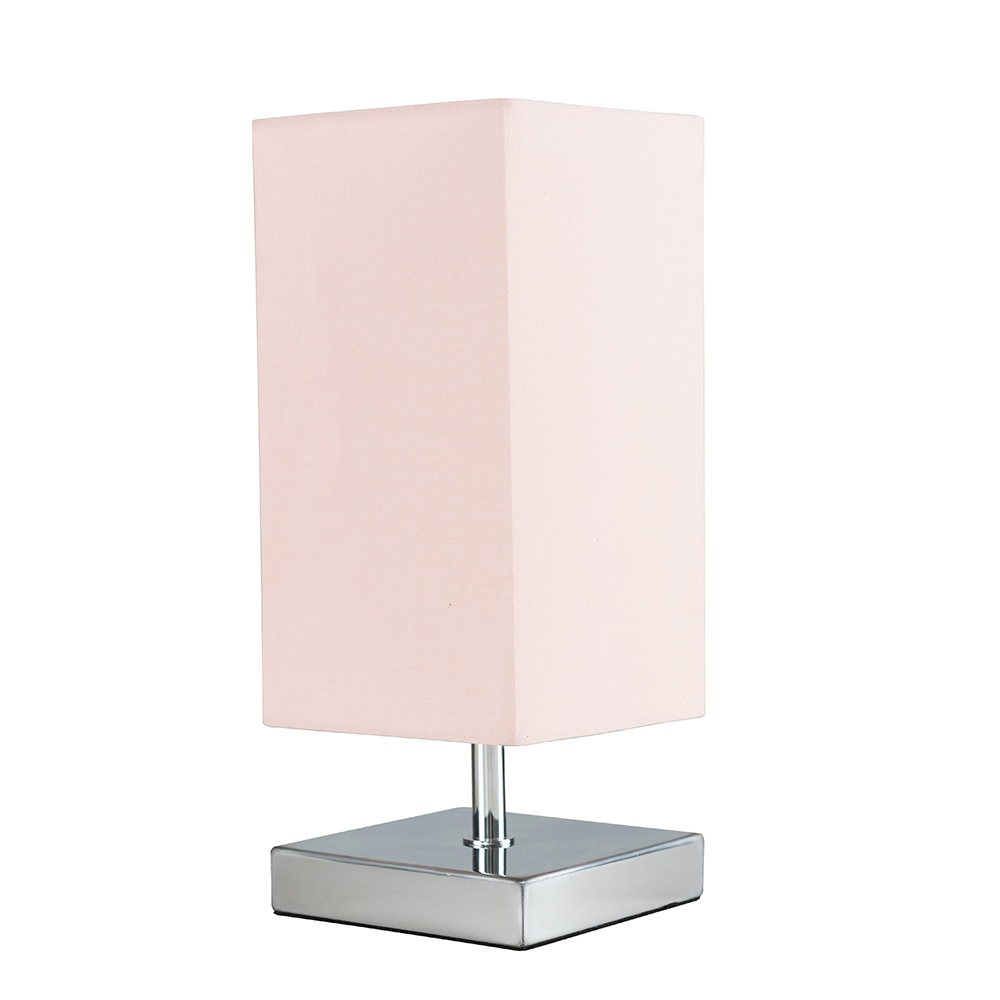Value Essentials Yuko Chrome Touch Table Lamp with Blush Pink Shade