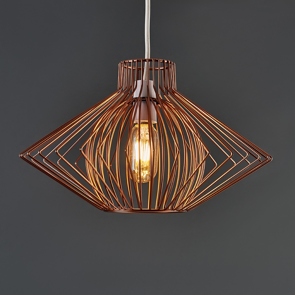 Sinat Wire Frame Pendant Shade in Copper