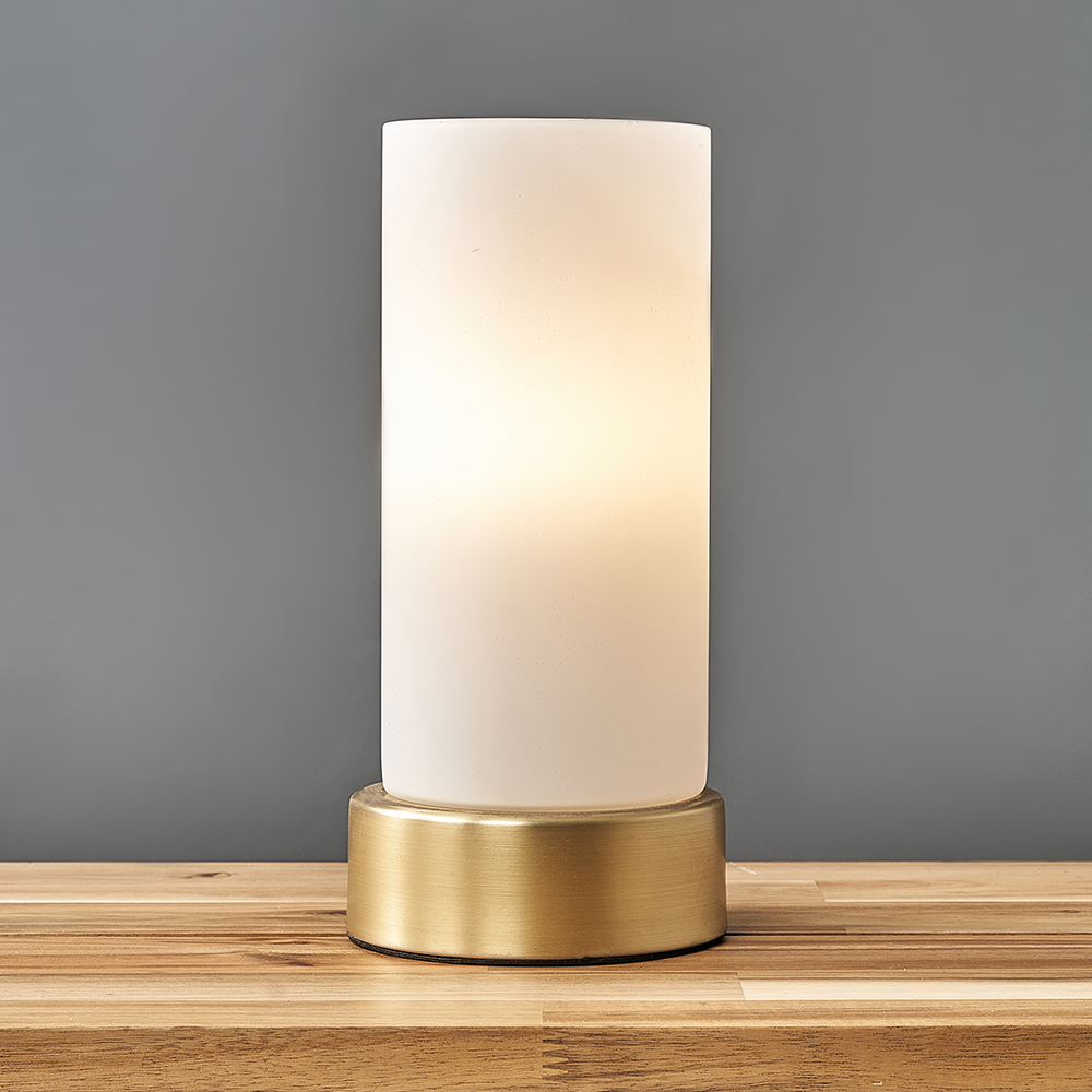 Matt Gold Touch Table Lamp with Glass Shade