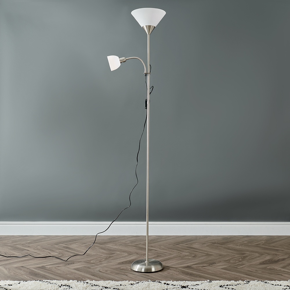 Mozz Brushed Chrome Mother and Child Floor Lamp