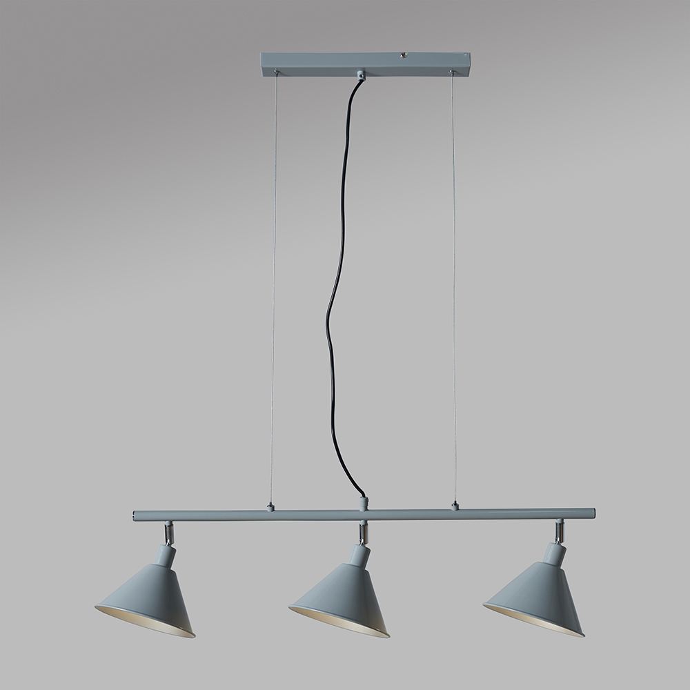 Brisner Grey and Silver 3 Way Over-Table Pendant Ceiling Light