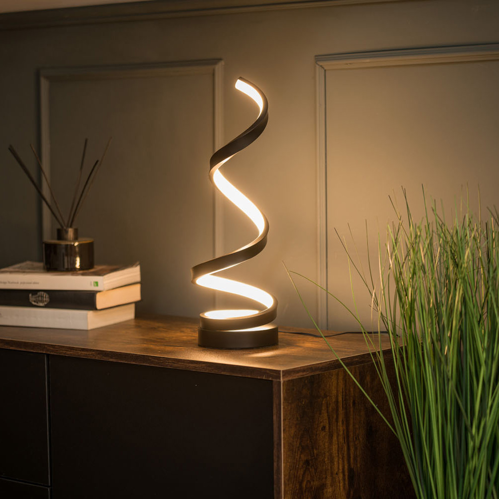 Infinity LED Single Twist Touch Table Lamp in Matte Black