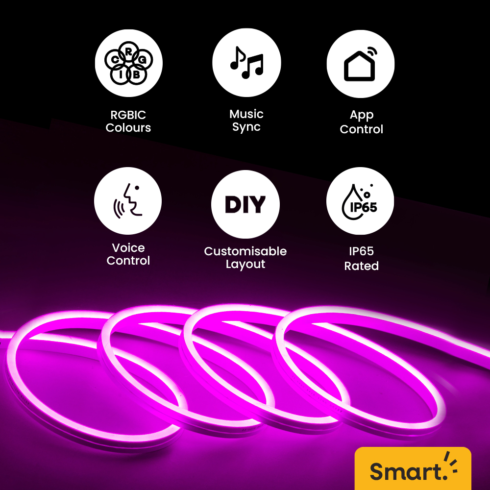 SMART IP65 Indoor and Outdoor LED RGB 3m Neon Rope Light