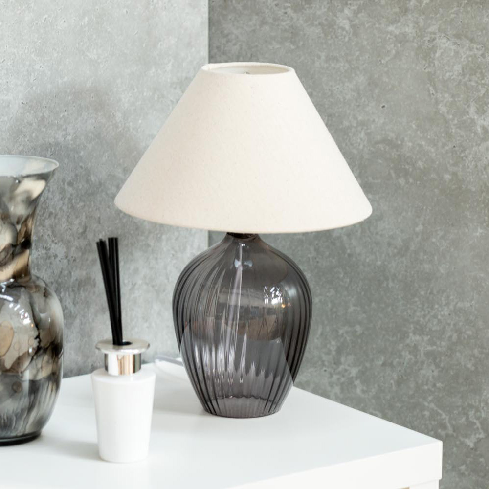 Olivet Grey Glass Table Lamp