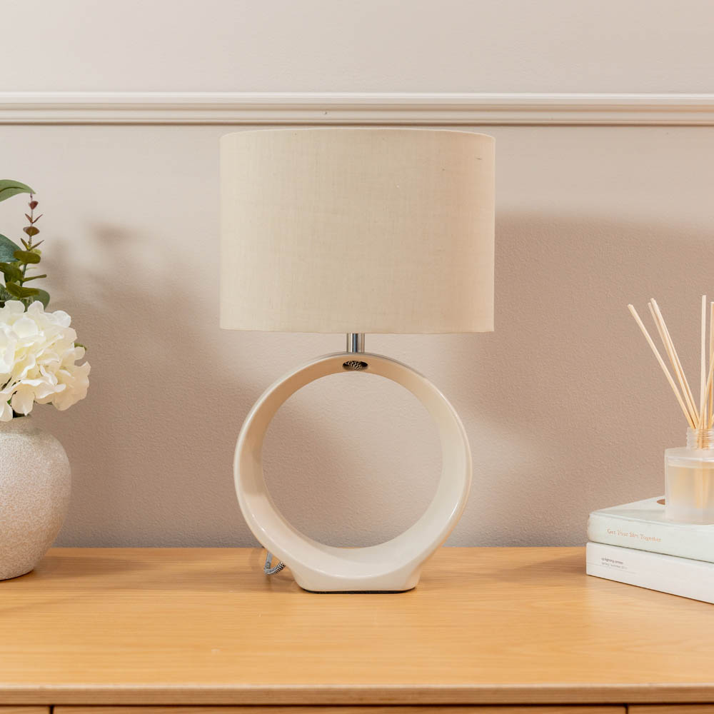 Tia Grey Ceramic Hoop Table Lamp