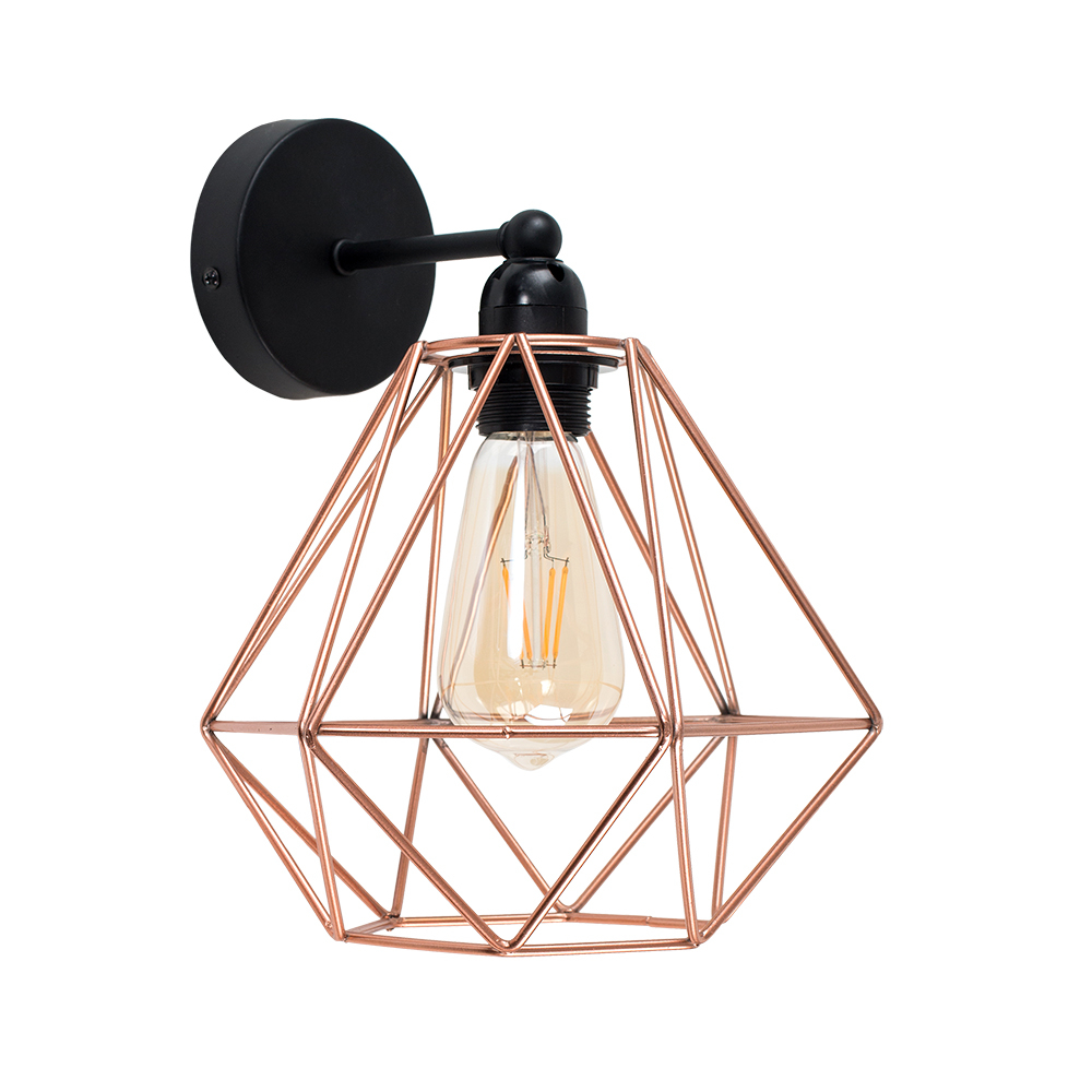 Cambourne Black Steampunk Wall Light with a Gold Copper Shade