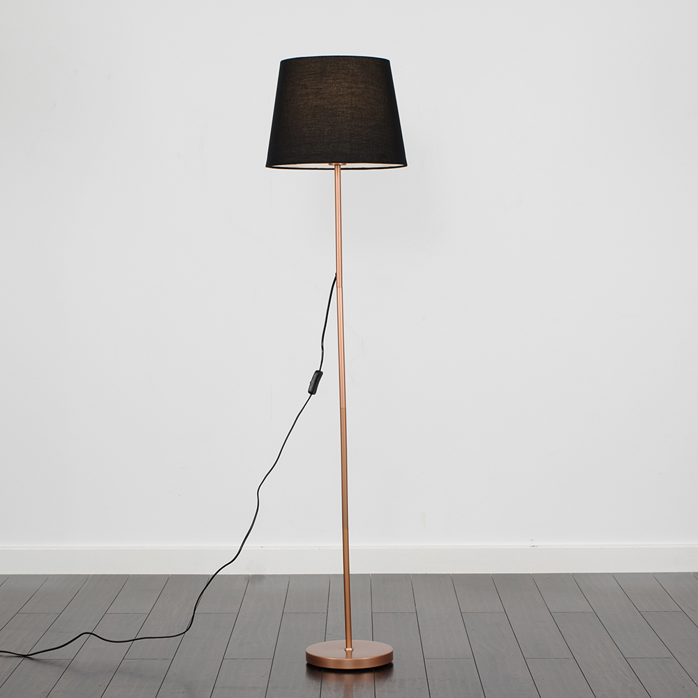 Charlie Copper Floor Lamp with Black Aspen Shade