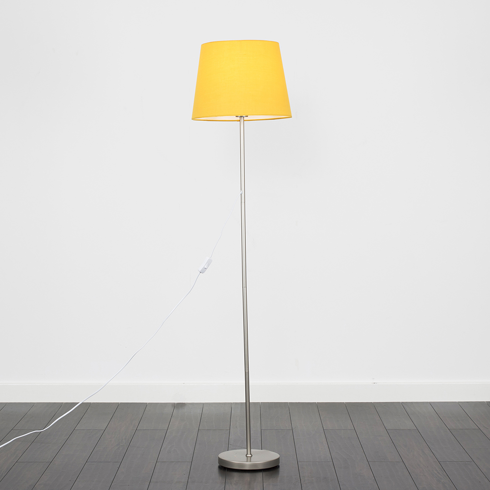 Charlie Brushed Chrome Floor Lamp with Mustard Aspen Shade