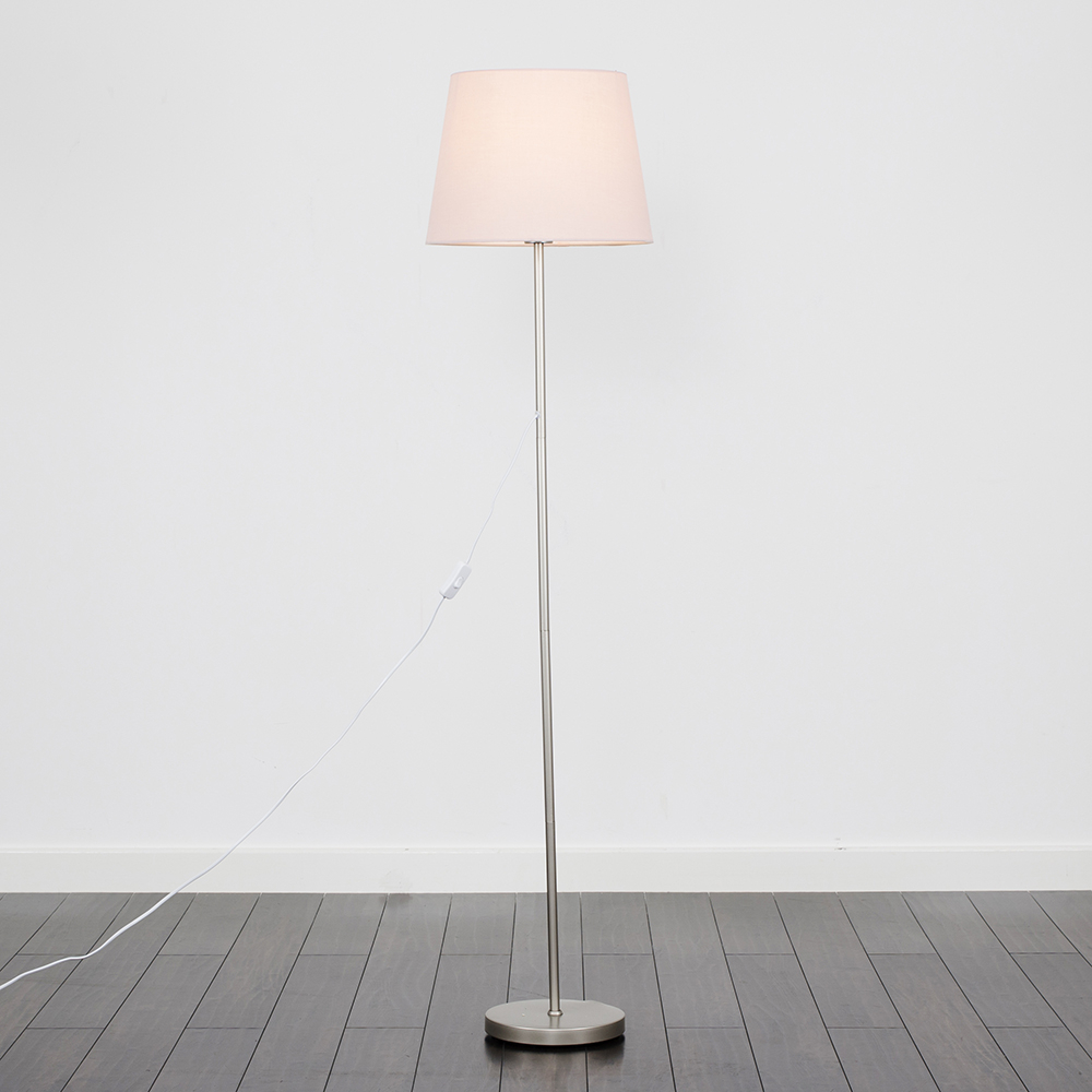 Charlie Brushed Chrome Floor Lamp with Dusty Pink Aspen Shade
