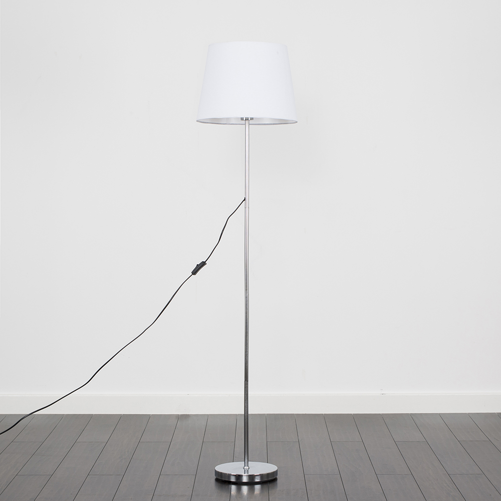 Charlie Chrome Floor Lamp with White Aspen Shade