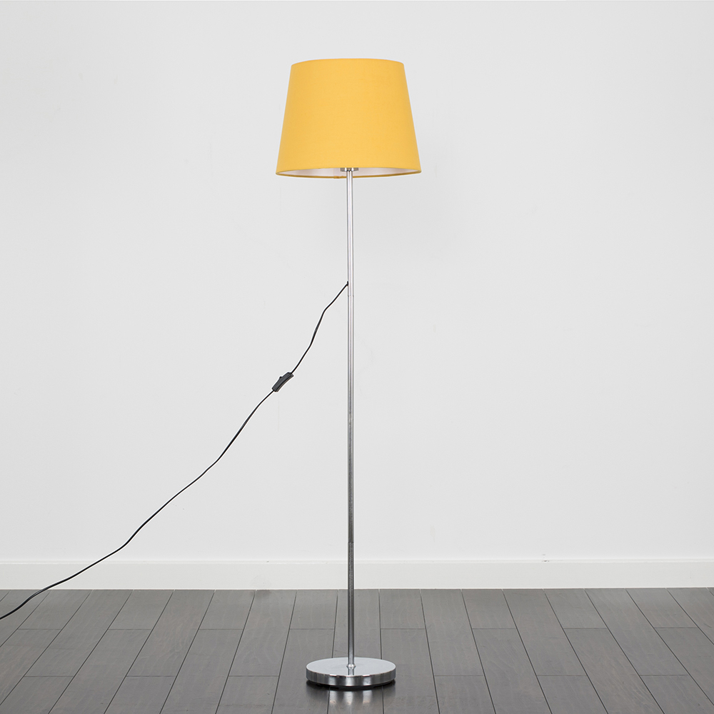 Charlie Chrome Floor Lamp with Mustard Aspen Shade