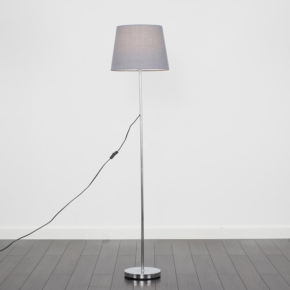 Charlie Chrome Floor Lamp with Grey Aspen Shade