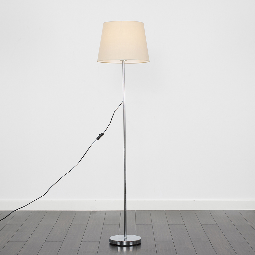 Charlie Chrome Floor Lamp with Beige Aspen Shade