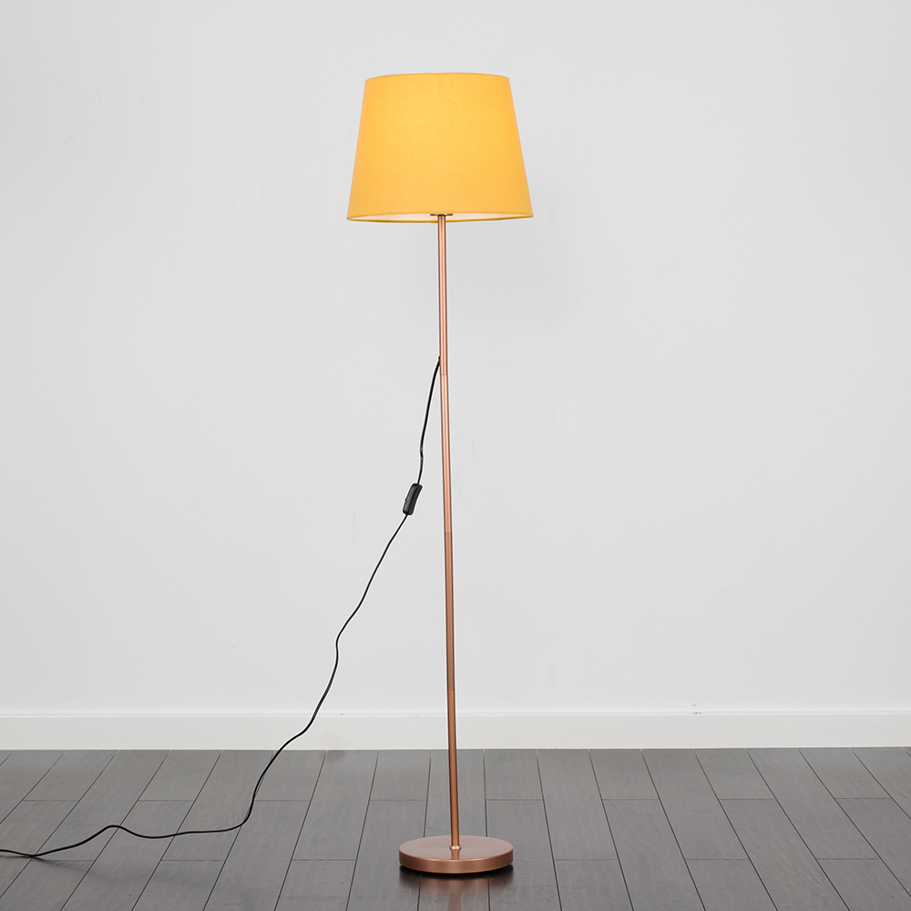 Charlie Copper Floor Lamp with Mustard Aspen Shade