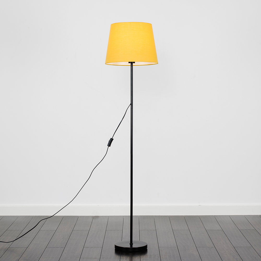 Charlie Black Floor Lamp with Mustard Aspen Shade