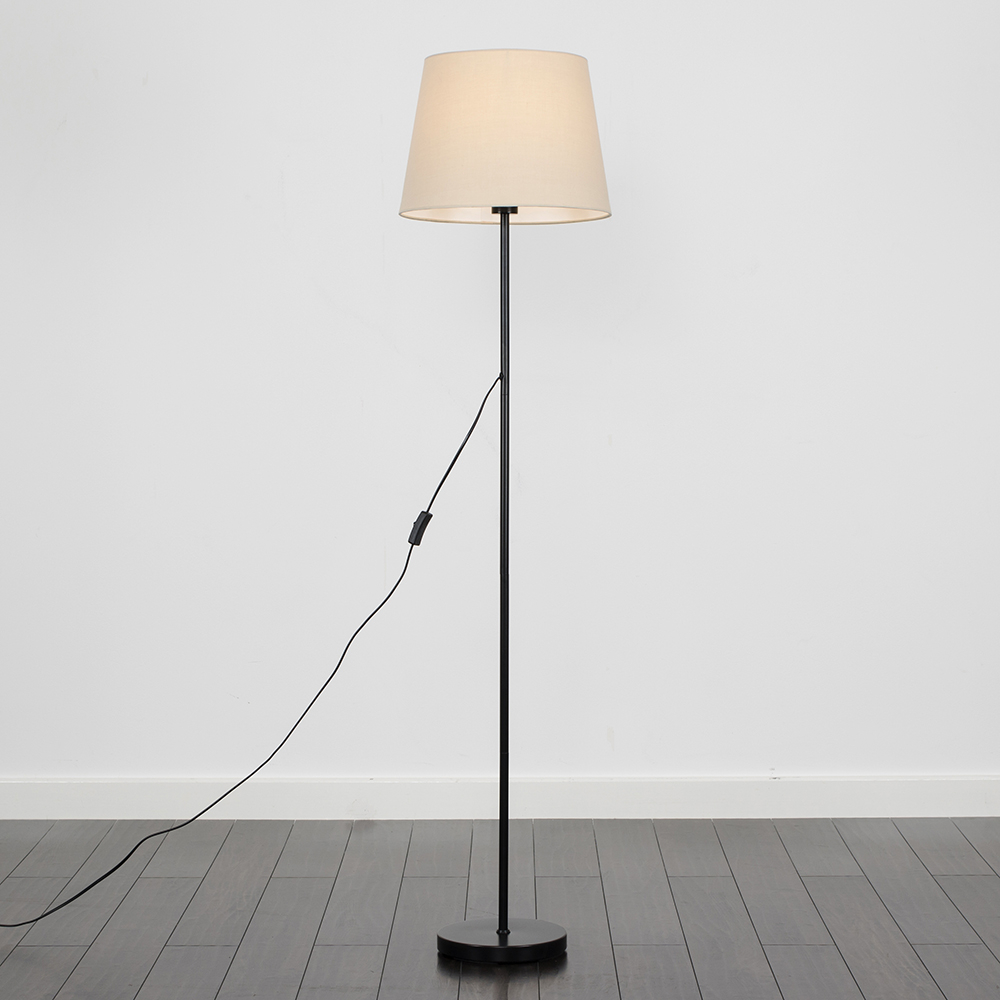 Charlie Black Floor Lamp with Beige Aspen Shade