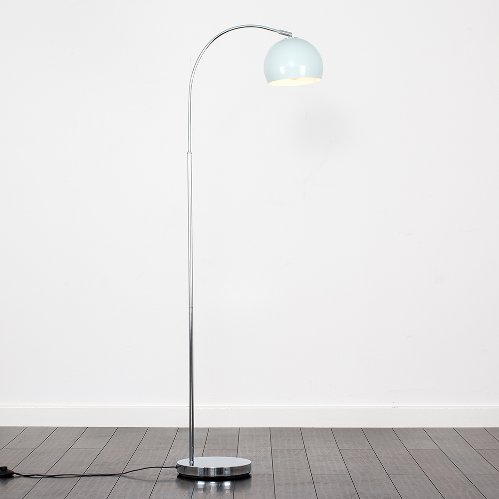 Curva Floor Lamp in Chrome with Pale Blue Shade