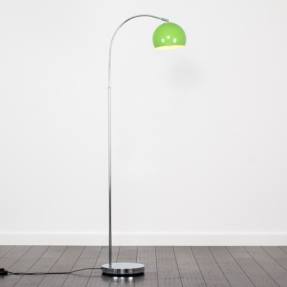 Curva Floor Lamp in Chrome with Green Shade