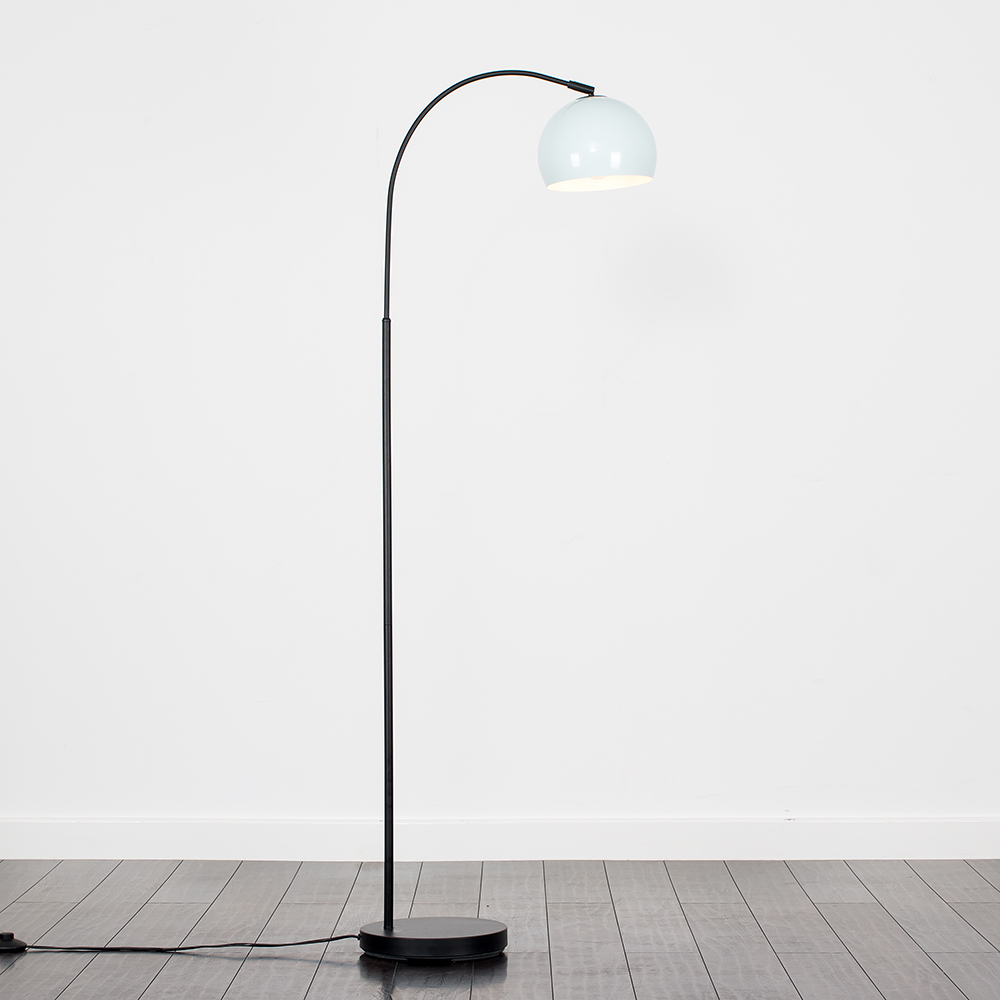 Curva Floor Lamp in Black with Pale Blue Shade