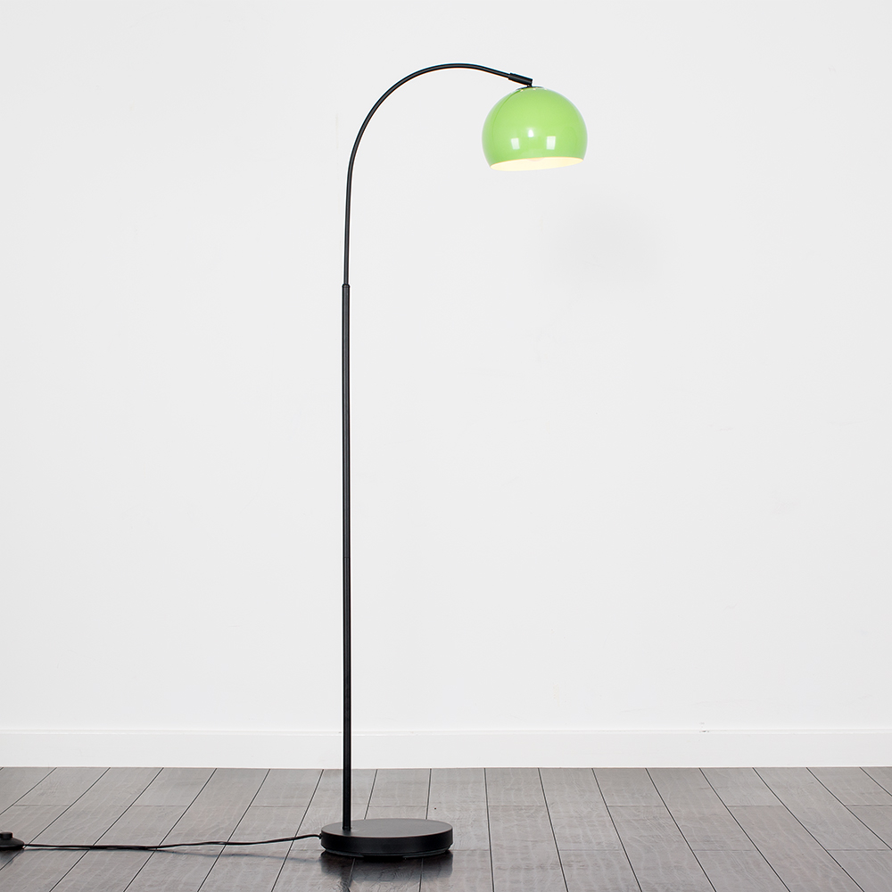 Curva Floor Lamp in Black with Green Shade