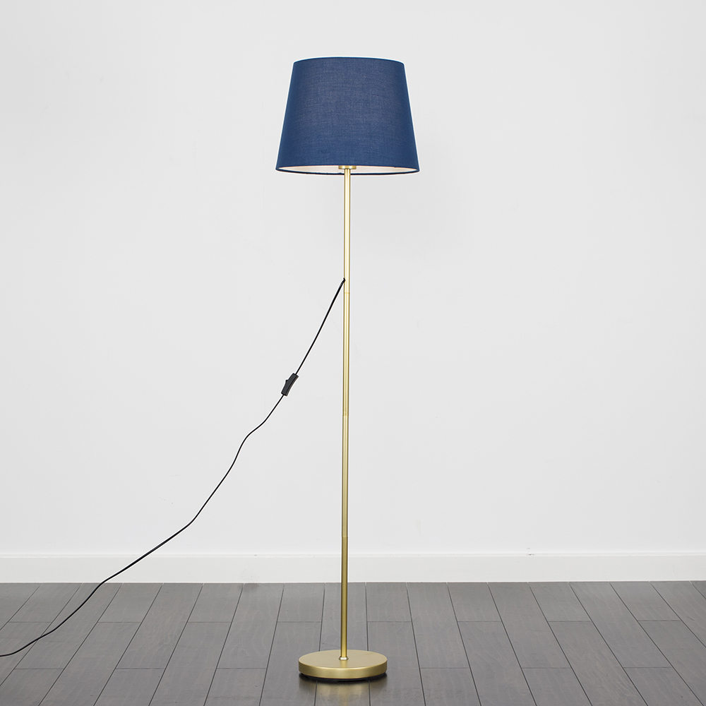 Charlie Gold Floor Lamp with Navy Blue Aspen Shade