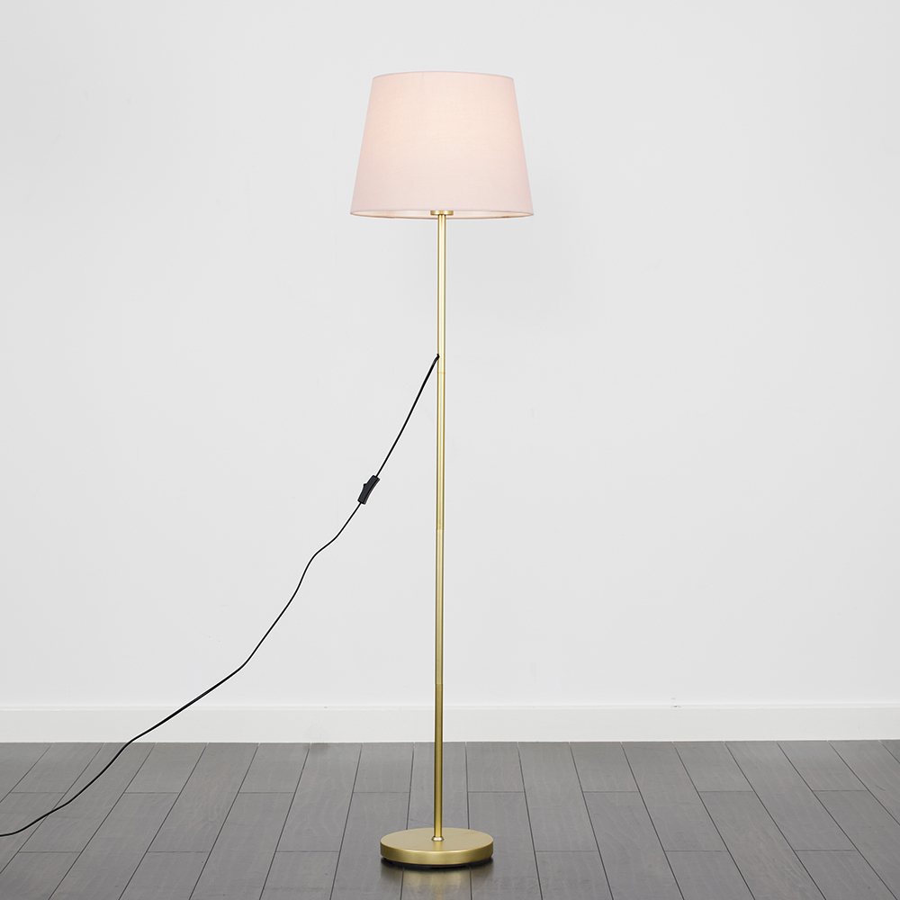 Charlie Gold Floor Lamp with Dusty Pink Aspen Shade