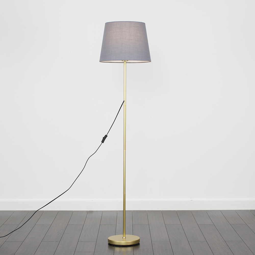 Charlie Gold Floor Lamp with Grey Aspen Shade