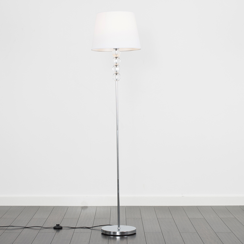 Eleanor Chrome Floor Lamp with White Aspen Shade